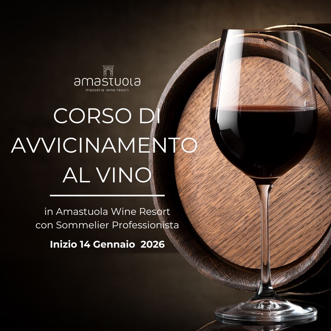 Bicchiere e botte di vino per il corso di avvicinamento al vino in amastuola wine resort